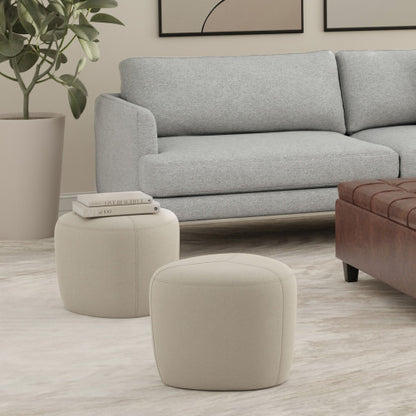 Small Ottoman Linen Upholstered Accent Footstool for Living Room Bedroom