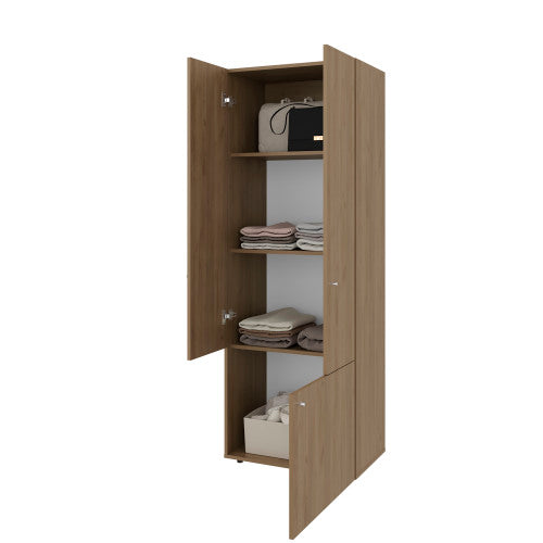 Armoir 66.9" H, 3 Doors, 3 Shelves, Natural Oak / White - Bedroom