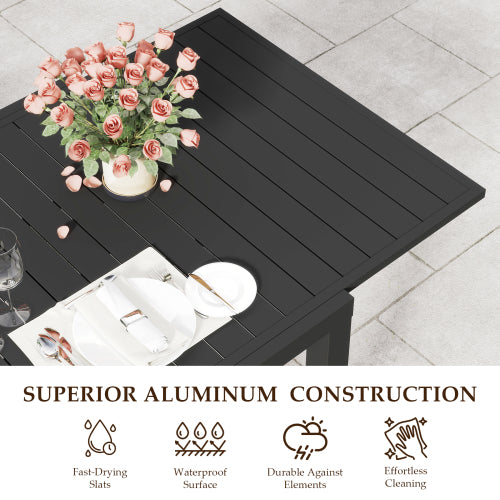 97.2"L Extendable Aluminum Outdoor Dining Table