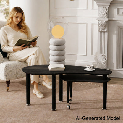 360° Rotatable Coffee Table, Oak Veneer, Multi-Color