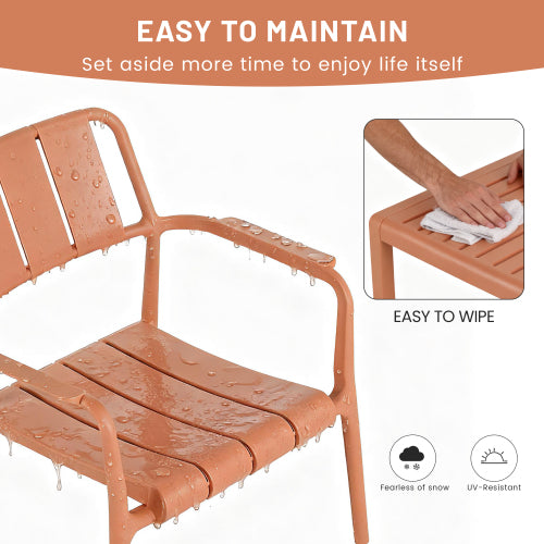 Holiday- 2-Piece PP Single-Seater Chairs + Coffee Table Set – Indoor/Outdoor Multi-Purpose Furniture for Living Room,Balcony,Beach (No Assembly Chairs, Easy Setup Table) – Polypropylene, Apricot Brown