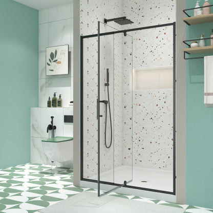 38-42" W x 71" H Piovt Swing Glass Shower Door,Pivot Frame Sliding Shower Door with 1/4"(6mm) Clear SGCC Tempered Glass,Matte Black Finish Shower Doors,Reversible Installation