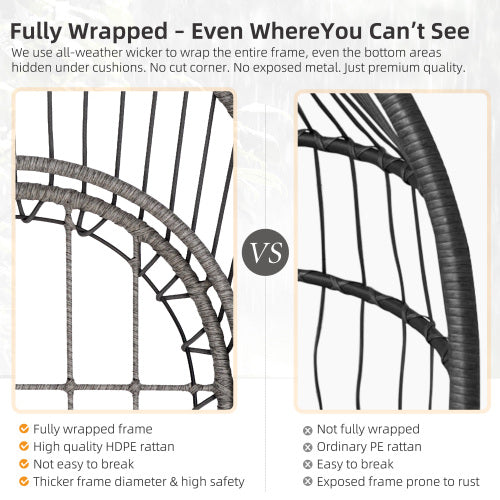 Outdoor garden rattan egg swing chair hanging chair PE hanging chair gray