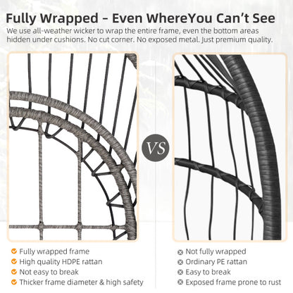 Outdoor garden rattan egg swing chair hanging chair PE hanging chair gray