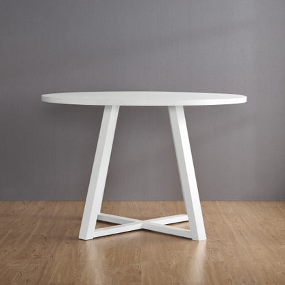 3-Piece Round Dining Set, Trestle Base Table & 2 Boucle Fabric Chairs
