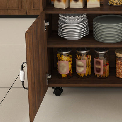 47-Inch Folding Dining Table with Storage Shelves and Wheels
