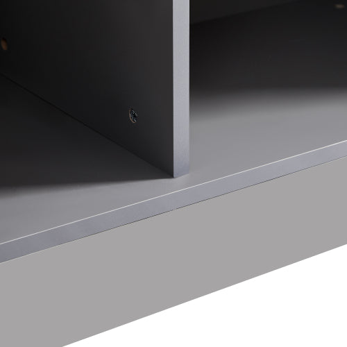 60.6'' Freestanding Grey Glass Door Display Cabinet LED Light Adjustable Shelves Home Storage Cabinet