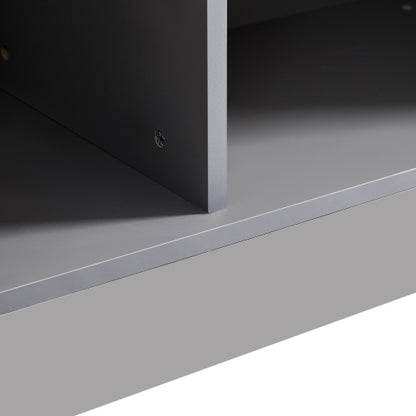 60.6'' Freestanding Grey Glass Door Display Cabinet LED Light Adjustable Shelves Home Storage Cabinet
