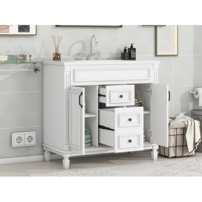 36'' Bathroom Vanity with Top Sink, Modern Bathroom Storage Cabinet with 2 Soft Closing Doors and 2 Drawers, Single Sink Bathroom Vanity