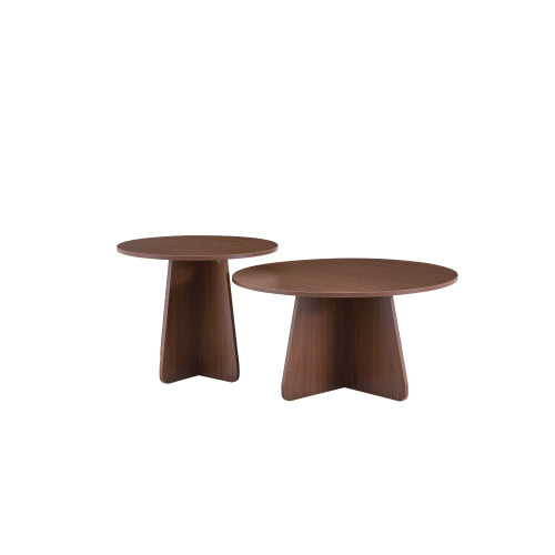2-Piece Round Nesting Coffee Table Set with Crisscross Legs