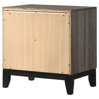 Grey Oak 2-Drawer Nightstand, Modern Bedside Table with Storage Drawers for Bedroom