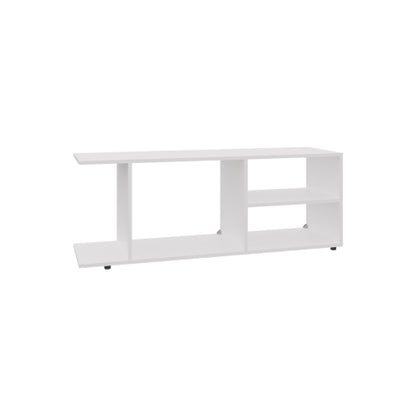 17.8 Inch White Low Profile TV Stand with 4 Open Shelves & 4 Stable Support Legs