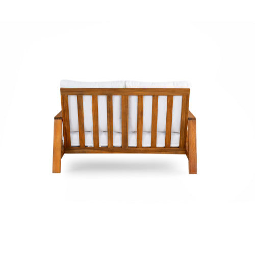4 Pieces Outdoor Sofa Set 4-person Patio Seating Group Outdoor Conversation Set with Cushions and a Coffee Table for Patios, Gardens, or Balcony, Teak Finish +White Cushion