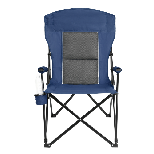 High Back Heavy Duty Lawn Chair Support 250LBS, Portable Collapsible Chair with Cup Holder -Navy blue