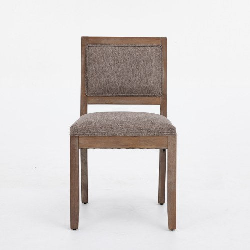 2-Piece Farmhouse Fabric Upholstered Dining Chairs, Mid-Century Solid Hardwood Side Chairs, Cushioned Coffee Chairs for Kitchen & Breakfast Nook