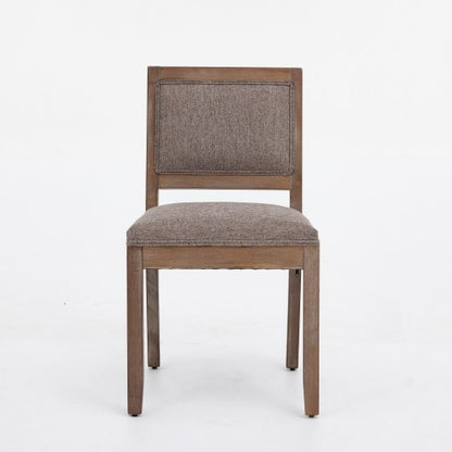 2-Piece Farmhouse Fabric Upholstered Dining Chairs, Mid-Century Solid Hardwood Side Chairs, Cushioned Coffee Chairs for Kitchen & Breakfast Nook