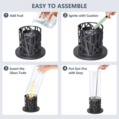 Tornado Tabletop Bio Ethanol Fireplace Indoor Outdoor,Portable Table Top Fire Pit Fuel Bioethanol Burner Heater Black