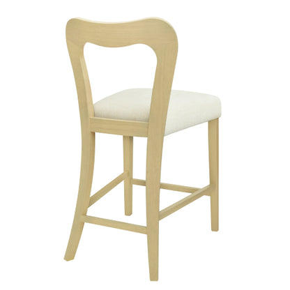 Rubberwood Counter Stools with Upholstered Seats, Set of 2, Beige/Natural Ash