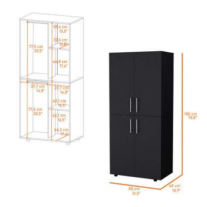Armoire in melamine with 2 doors , 4 shelves and 2 clothes hanging bar