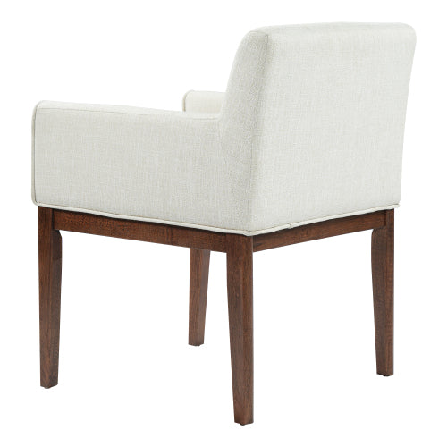 Upholstered Rubberwood Dining Armchairs, Set of 2, Beige/Brown