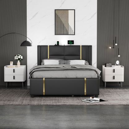 Nightstand with 2 Drawers, Night Stand with Marble-Pattern Tabletop, Modern Beside Table for Bedroom, End Table for Living Room, White