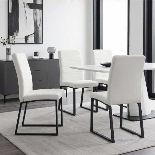 4 Pack PU Dining & Office Chairs, High Density Foam Cushion, Black Spray Paint Iron Legs, Multi Colors