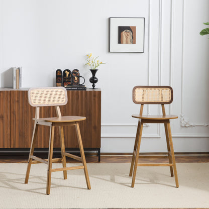 Indoor Wood Barstool, Walnut Finished, Set of 2