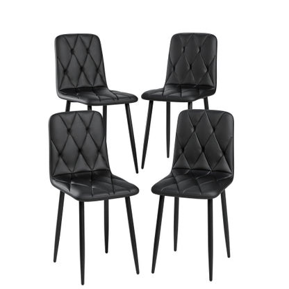 5-Piece Black Square Dining Set, Faux Marble Top & 4 Armless Chairs