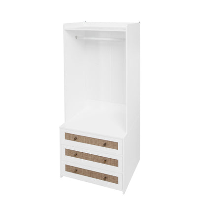 Wardrobe with 3 Drawers High Wardrobe Armoire With Rattan For Living Room, Bedroom Organizer