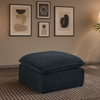 Grey Modular Compression Square Ottoman, Vacuum Packed Upholstered Footrest for Sectional Sofa, No Assembly