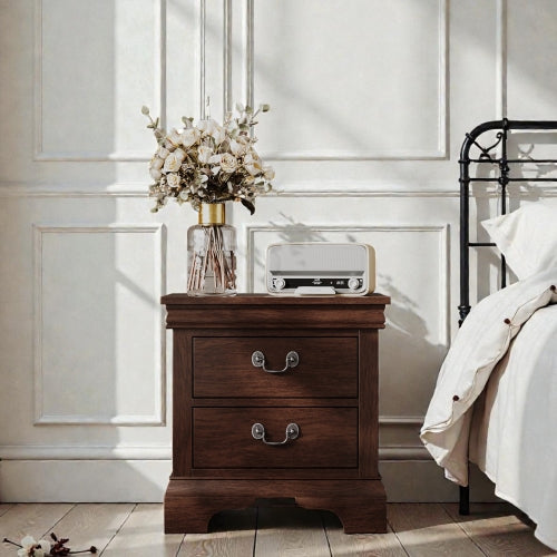 22inch x 16inch x 22.7inch Classic Wooden Nightstand-Cherry