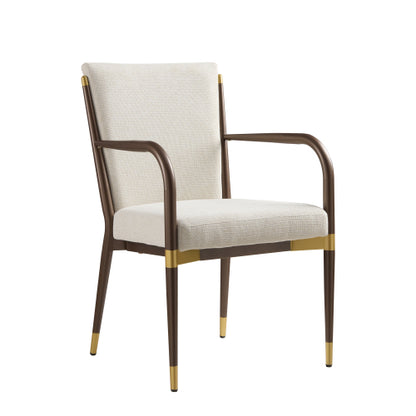 Set of 2 Modern Gold Accent Iron Frame Arm Dining Chairs, Toothpick Design Solid Back 250lbs Weight Capacity