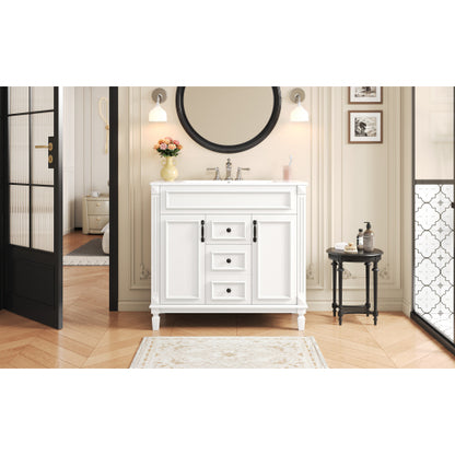 36'' Bathroom Vanity with Top Sink, Modern Bathroom Storage Cabinet with 2 Soft Closing Doors and 2 Drawers, Single Sink Bathroom Vanity