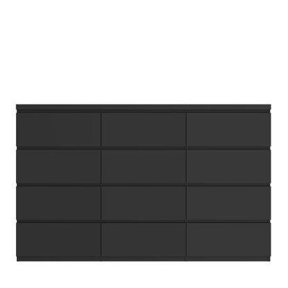 12 Drawers Double Dresser, Modern Wood Dresser Chest of Drawers with Large Storage Space for Bedroom, Black