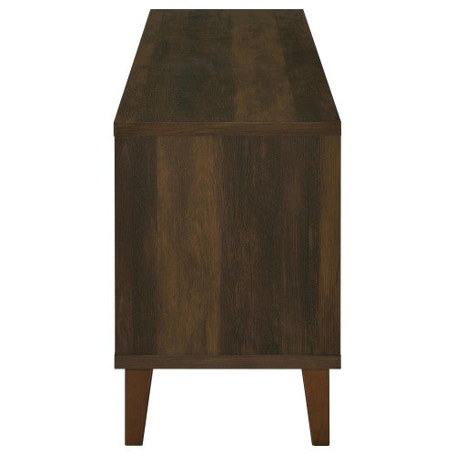 Dark Pine Rustic 60 Inch 2 Slatted Door TV Stand