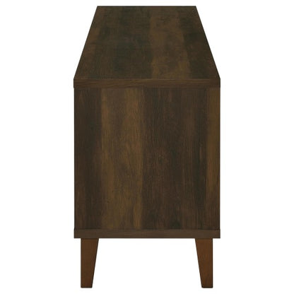 Dark Pine Rustic 60 Inch 2 Slatted Door TV Stand