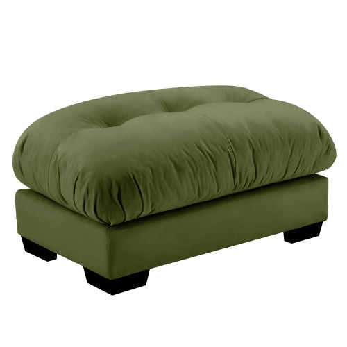Milano Green Vintage Velvet Ottoman, Soft Upholstered Modular Accent Stool for Living Room Leisure Space