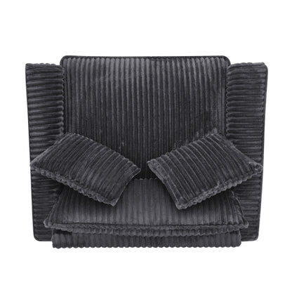 Grey Retro Corduroy Ergonomic Lazy Single Sofa Chair with Dual Armrests