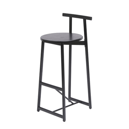 27inch H Barstool Set of 3 Wooden Round Bar Stools with Footrest Modern Kitchen Chairs for Counter (Black & Black)
