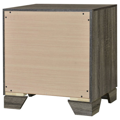 Brown Oak 2-Drawer Transitional Nightstand, Engineered Wood