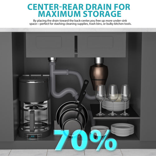 Topmount Drop in Kitchen Sink - 33" x 22" x 10" Double Bowl (50/50) Kitchen Sink 16 Gauge with Two 10" Deep Basin, Brushed Nickel