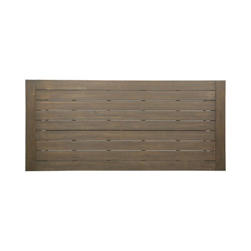 Outdoor Acacia Wood Dining Table,Grey/Rustic Metal