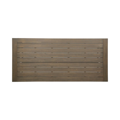 Outdoor Acacia Wood Dining Table,Grey/Rustic Metal