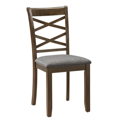Set of 4 Walnut Wooden Dining Chairs, Double-Cross Linen Upholstered Side Chairs, Ergonomic High Back, 330lbs Load