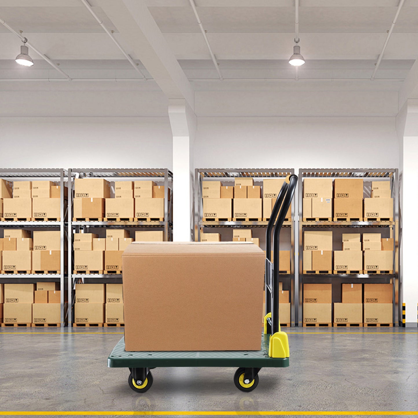Foldable Push Hand Cart, Platform Truck with 440 lbs. Weight Capacity, Green