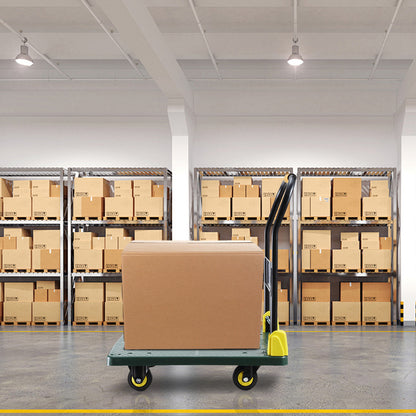 Foldable Push Hand Cart, Platform Truck with 440 lbs. Weight Capacity, Green