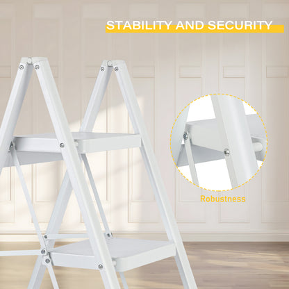 3-Step Iron Folding Step Stool Ladder 330 lbs. Load Capacity Type IA Duty Rating (5.38 ft. Reach Height), White Questions & Answers