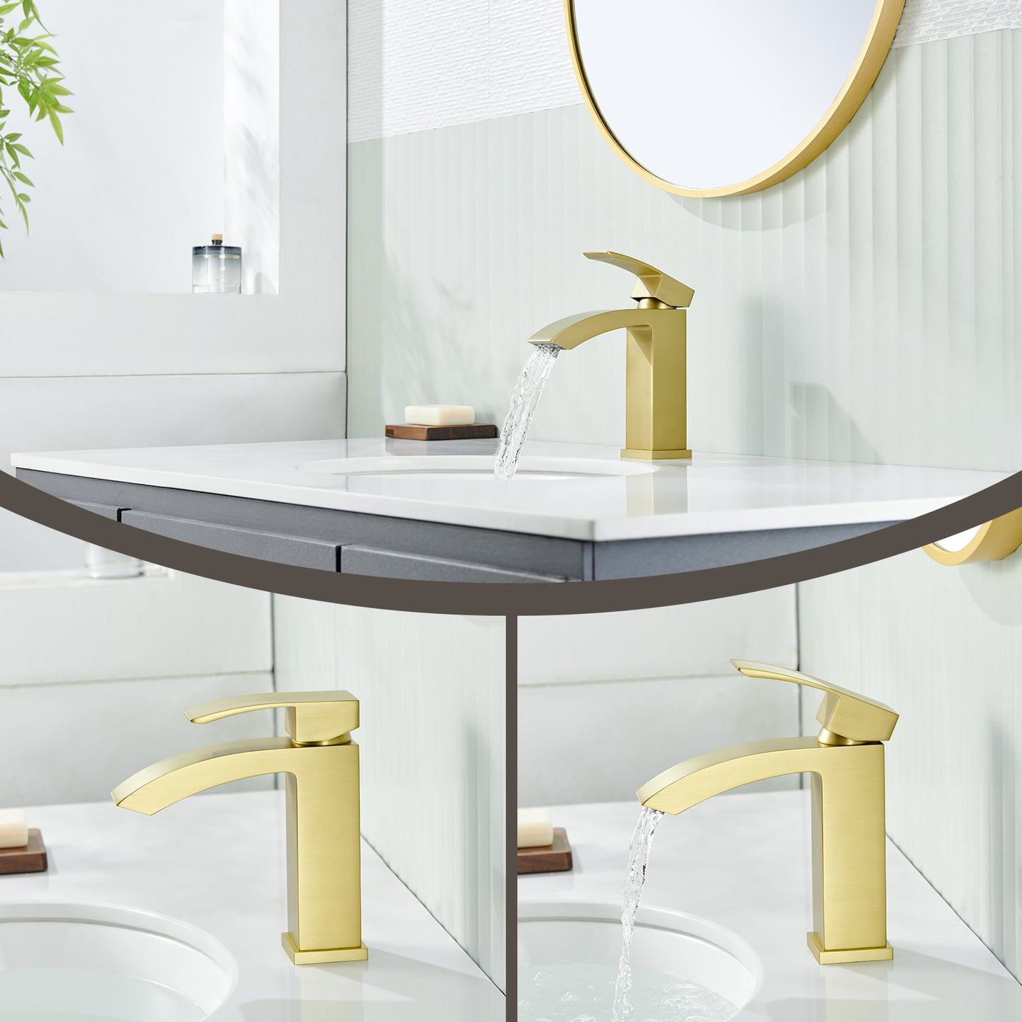 Single Handle Single Hole Bathroom Faucet Spot Resistant in Brushed Gold