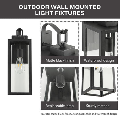 1-Light Matte Black Sensing Outdoor Hardwired Wall Sconce with No Bulb Included