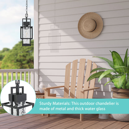 Matte Black Modern/Contemporary Textured Glass Linear Led Cfl Medium Outdoor Hanging Pendant Light